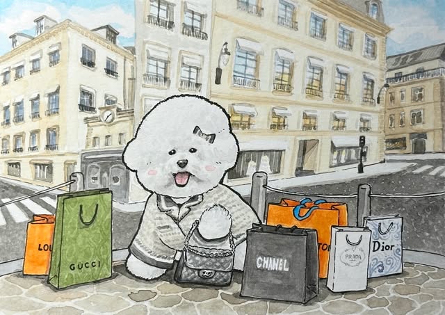 巴洛 Barlow 寵物水彩插畫作品範例｜一點伴手禮